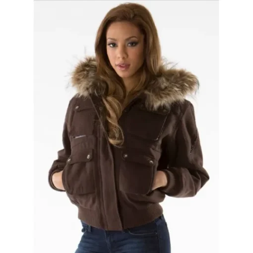 Pelle Pelle Dark Brown Fur Hood Jacket | Wool Jacket