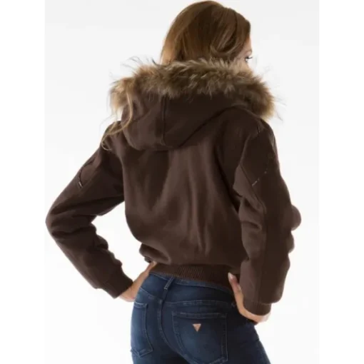 Pelle Pelle Dark Brown Fur Hood Jacket | Wool Jacket