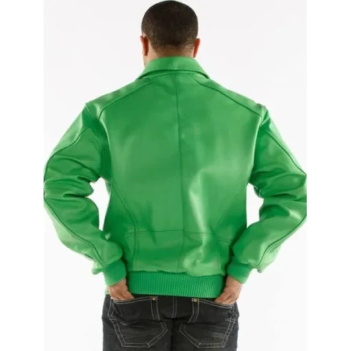 Pelle Pelle Green Plain Plush Leather Jacket | Men Jacket