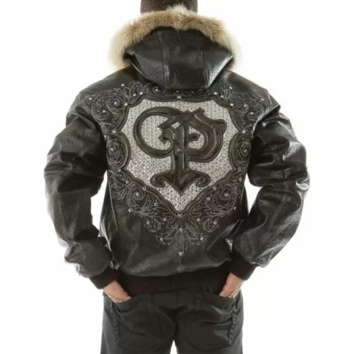 Pelle Pelle Men Crest Fur Hood Jacket | Leather Stud Jacket