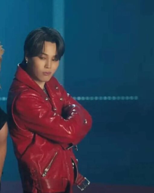 Taeyang Vibe Jimin Red Leather Jacket