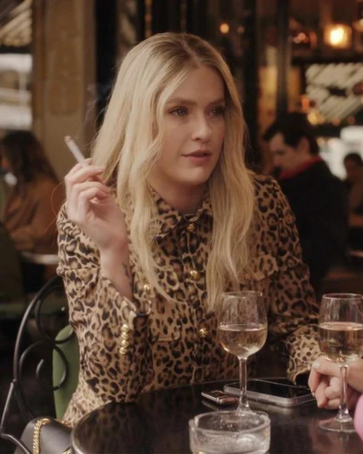 Emily In Paris S04 Camille Razat Leopard Print Trucker Jacket