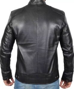 Men’s Black Lambskin Leather Cafe Racer Jacket