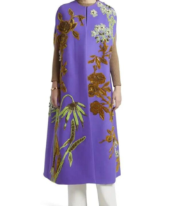 Emily In Paris S04 Lily Collins Purple Embroidered Cape