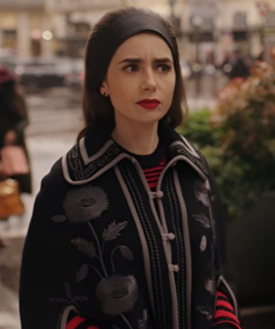 Emily In Paris S04 Lily Collins Floral Cape Coat