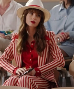 Emily In Paris S04 Lily Collins Red & White Striped Suit