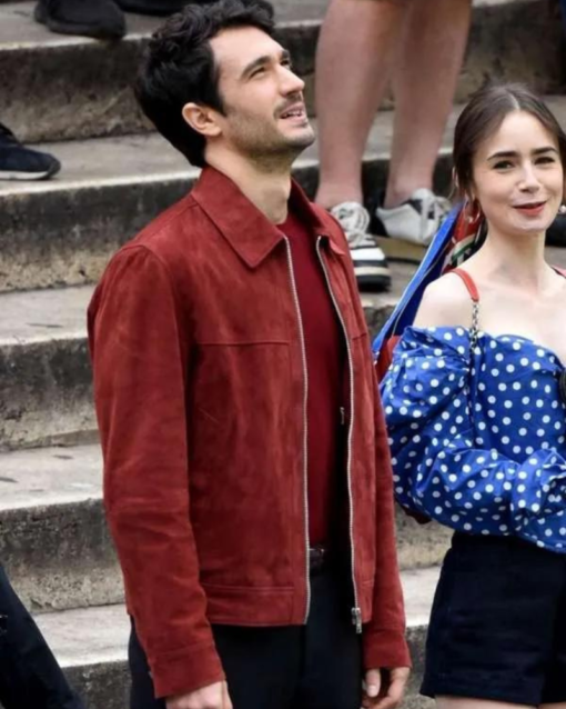 Marcello Emily In Paris S04 Red Suede Leather Jacket