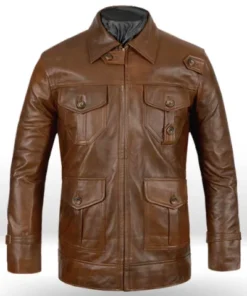 Jason Statham The Expendables 2 Brown Leather Jacket