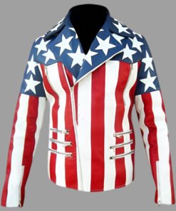 Freedom USA Flag Mens Leather Jacket