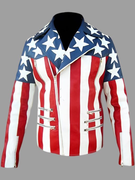 Freedom USA Flag Mens Leather Jacket