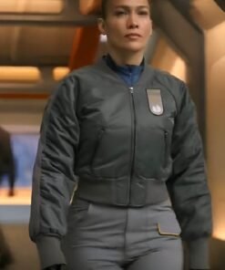 Atlas 2024 Jennifer Lopez Grey Bomber Jacket