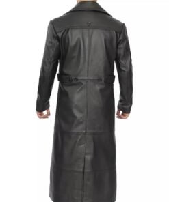 Men’s Full-length Black Leather Trench Coat