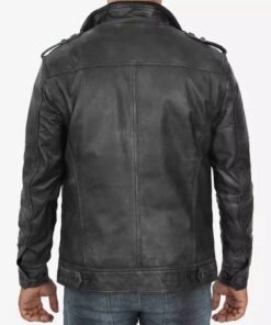 Men’s Biker Style Black Leather Jacket