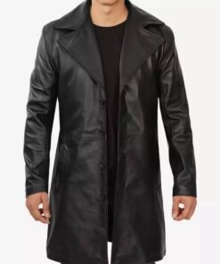 Mens Premium Lambskin Leather Black Coat