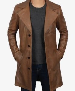 Mens Real Lambskin Leather Brown Coat