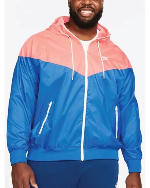 Nike Sportswear Windrunner Blue And Pink Hooded Jacket