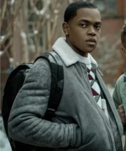 Power Book II Ghost S02 Tariq St Patrick Grey Fur Jacket