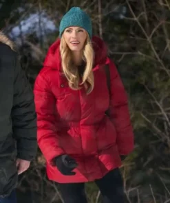 Rebecca Dalton Falling Like Snowflakes Red Puffer Jacket