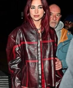 Dua Lipa Brit Awards Radish Leather Jacket