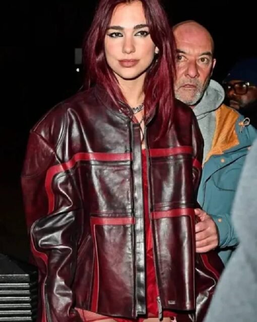 Dua Lipa Brit Awards Radish Leather Jacket