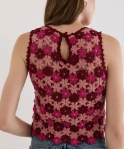 Unstable S02 Rachel Marsh Pink Floral Crochet Tank Top