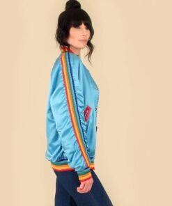 Vintage 1970s Rainbow Striped Satin Jacket