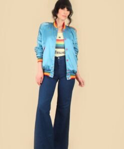 Vintage 1970s Rainbow Striped Satin Jacket