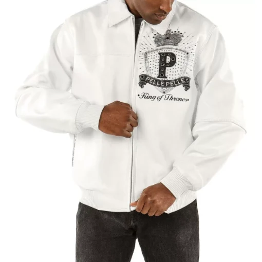 Pelle Pelle Men King Of Thrones Studs White Jacket