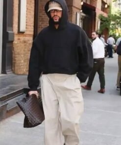 Met Gala 2024 Bad Bunny Spotted Leaving Same Hotel Hoodie