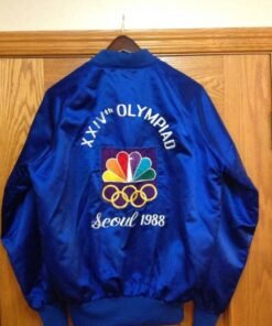 Blue Seoul Korea 1988 NBC Olympiad Satin Jacket