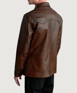 Bronco Distressed Brown Leather Shirt