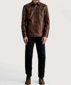 Bronco Distressed Brown Leather Shirt