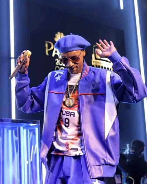 Olympics Paris 2024 Snoop Dogg Purple Bomber Jacket