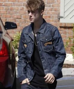 Justin Bieber Dark Blue Shirt Style Denim Trucker Jacket