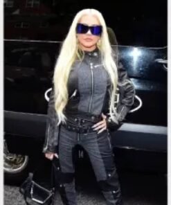 Christina Aguilera Black Motorcycle Jacket
