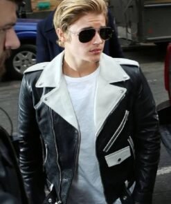 Justin Bieber Black and White Leather Jacket