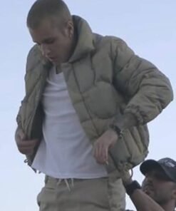 Justin Bieber Stay Grey Polyester Puffer Jacket
