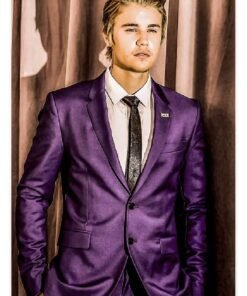 Justin Bieber Men Purple Suit