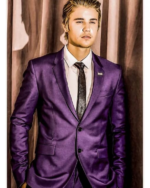 Justin Bieber Men Purple Suit