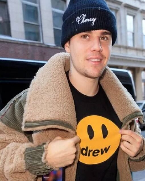 Justin Bieber Faux Fur Brown Corduroy Patches Jacket