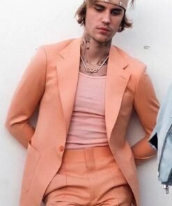 Justin Bieber Singer Fitted Peach Suit