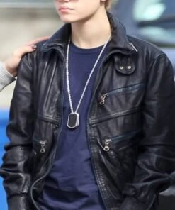Justin Bieber Singer Heathrow Airport Black Leather Jacket