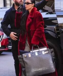 Kim Kardashian American Horror Story Red Fur Coat