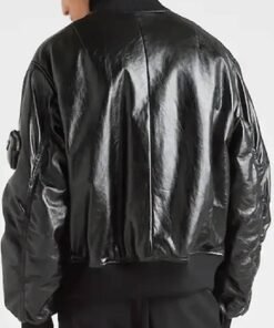 Kim Kardashian Black Bomber Leather Jacket