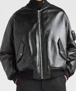 Kim Kardashian Black Bomber Leather Jacket