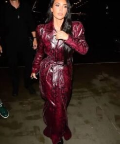 Kim Kardashian Burgundy Trench Coat