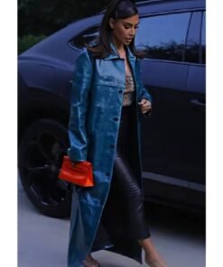 Kim Kardashian Leather Blue Coat