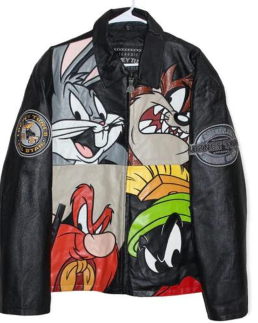 Looney Tunes Space Jam Cartoon Warner Bros Leather Jacket