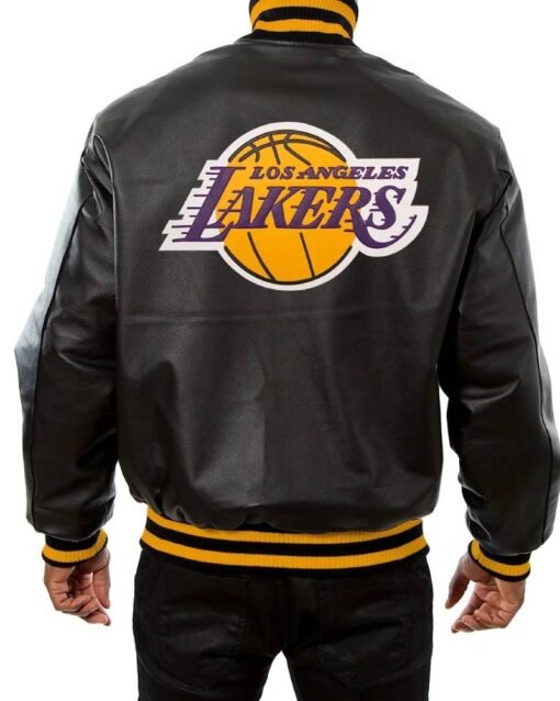 Los Angeles Lakers Black Leather Varsity Jacket