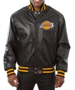 Los Angeles Lakers Black Leather Varsity Jacket